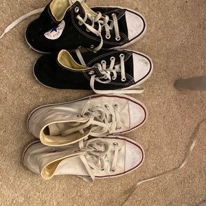 Black and white converse shoes. Both size 8.